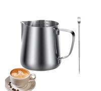 per latte in acciaio da 350 ml con graduazioni e penna Latte Art: ideale per cappuccino, espresso e caffè, lavabile in lavastoviglie, accessorio per laptop