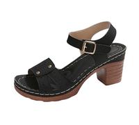 per Le Donne 2025 Sandali retrò con Tallone Grosso in Pelle Scamosciata con Tacchi a Blocco della Piattaforma di Fibbia Regolabili