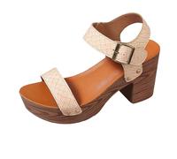 per Le Donne 2025 Sandali retrò con Tallone Grosso in Pelle Scamosciata con Tacchi a Blocco della Piattaforma di Fibbia Regolabili