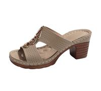 per Le Donne 2025 Sandali retrò con Tallone Grosso in Pelle Scamosciata con Tacchi a Blocco della Piattaforma di Fibbia Regolabili