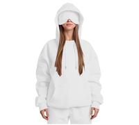 per le donne Autunno Inverno Allenamento Palestra Jogger Increspato Giacche Con Cappuccio Abiti Felpa Donna 2025, Z-862 Bianco, 3XL