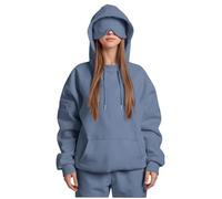 per le donne Autunno Inverno Allenamento Palestra Jogger Increspato Giacche Con Cappuccio Abiti Felpa Donna 2025, Z-862 Blu Reale Chiaro, 3XL