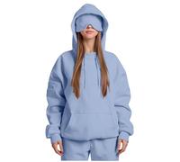 per le donne Autunno Inverno Allenamento Palestra Jogger Increspato Giacche Con Cappuccio Abiti Felpa Donna 2025, Z-862 Azzurro Cielo, XXL
