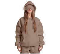 per le donne Autunno Inverno Allenamento Palestra Jogger Increspato Giacche Con Cappuccio Abiti Felpa Donna 2025, S-623 Marrone, L