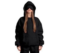 per le donne Autunno Inverno Allenamento Palestra Jogger Increspato Giacche Con Cappuccio Abiti Felpa Donna 2025, S-623 Nero, 3XL