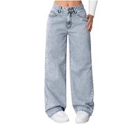 per le Donne Estate Autunno Denim Cowgirl Taglio Alto Flare Gamba Larga Gamba Dritta Lungo Bootcut Gamba Pantaloni Jeans Donna 2025, S-449 Grigio, XXL