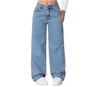 per le Donne Estate Autunno Denim Cowgirl Taglio Alto Flare Gamba Larga Gamba Dritta Lungo Bootcut Gamba Pantaloni Jeans Donna 2025, S-449 Blu Reale, M