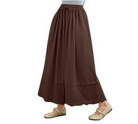 per le donne estate autunno denim vittoriano taglio alto danza cosplay svasato gamba larga pantaloni pantaloni donna 2025, C-511 Caffè, XXL