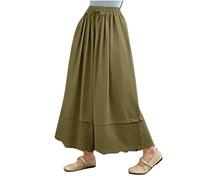per le donne estate autunno denim vittoriano taglio alto danza cosplay svasato gamba larga pantaloni pantaloni donna 2025, C-511 Verde lime militare, M