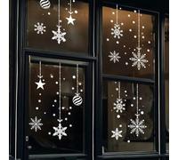 Per le finestre delle vacanze si aggrappa utilizzando l'adesione statica su entrambi i lati per una facile applicazione e rimozione, con motivi vintage a fiocco di neve