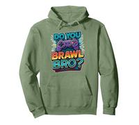 per Le Stelle di Brawl Showdown, i Divertenti Giocatori Non Hanno Tempo Brawl Bro Felpa con Cappuccio, Unisex per Adulti, Verde Salvia, XXL