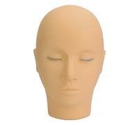 Per l'estensione delle ciglia, per la testa di manichino, ciglia a 3 strati, silicone, allenamento per la pratica della bellezza del trucco (Marrone chiaro)