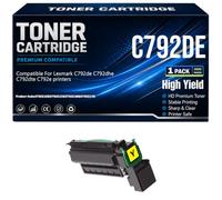 Per Lexmark C792de C792dhe C792dte C792e Cartucce toner Compatibili C792X1KG C792X1CG C792X1MG C792X1YG Stampanti con chip ad alta capacità 20000 pagine,Yellow-C792DE