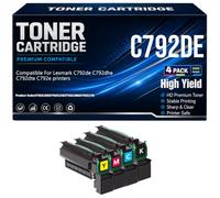 Per Lexmark C792de C792dhe C792dte C792e Cartucce toner Compatibili C792X1KG C792X1CG C792X1MG C792X1YG Stampanti con chip ad alta capacità 20000 pagine,4Pack-C792DE