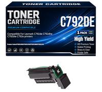 Per Lexmark C792de C792dhe C792dte C792e Cartucce toner Compatibili C792X1KG C792X1CG C792X1MG C792X1YG Stampanti con chip ad alta capacità 20000 pagine,Black-C792DE