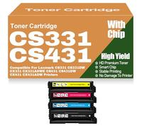 Per Lexmark Cartucce di toner compatibili per CS331 CS431 CX331 CX431 Nero Giallo Magenta Ciano Per Lexmark CS331 CS331DW CX331 CX331ADWE CS431 CS431DW CX431 CX431ADW,4Pack-CS331