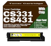 Per Lexmark Cartucce di toner con chip compatibili per CS331 CS431 CX331 CX431 20N20C0 20N20K0 20N20M0 20N20Y0 per Lexmark CS331DW CX331ADWE CS431DW CX431ADW Stampanti,Yellow-CS331