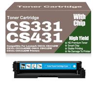Per Lexmark CS331 CS331DW CX331 CX331ADWE CS431 CS431DW CX431 CX431ADW Cartucce di toner con chip 20N20C0 20N20K0 20N20M0 20N20Y0 Toner compatibile ad alta capacità,Cyan-CS331