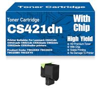 Per Lexmark CS421 CS521 CX522 CX622 Cartucce toner con chip Compatibili per Lexmark CS421dn CX421adn CS521dn CX522ade CS622de CX622ade CX625adhe Alta capacità,Yellow-CS421dn