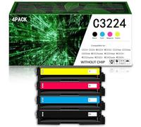 Per Lexmark MC3224 cartuccia toner compatibile C3210K0 C3210C0 C3210M0 C3210Y0, adatta per stampante C3224dw C3326dw C3426dw MC3224adwe MC3224dwe MC3224i MC3326i, senza chip,4Color-1500Page