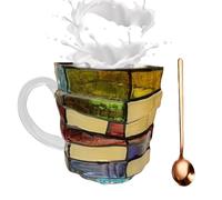 per libri 3D, da lettura, 13 x 10 cm, recipiente letterario per tè e latte, bicchieri dipinti con cucchiaio, collezione in, ispirata alla novella per scrittori e amanti dei