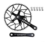 Per Litepro Guarnitura e Corona Set Ultralight AL6061 CNC Alluminio Singola Corona Stretta Larga Denti 9 10 11 Velocità Compatibile Nero 170mm Lunghezza Braccio 130mm per Bcd 50T 52T 54T 56T 58T Road