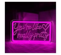Per luci al neon per decorazioni murali Lampada da tavolo con scritta "Sei davvero carina" al neon luce LED per arredamento estetico della camera letto 30cmx17cm