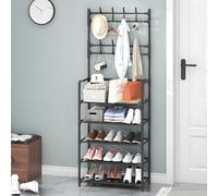 Per l'uso della cucina o del soggiorno, portaoggetti per pavimenti con vestiti e conservazione del cappello più scarpone di grande capacità, per ingressi. nero Five layers 60cm