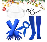 Per Marinai Da Donna - Calze Per Sciarpa Per Cappelli Completi Impostati Per Feste Di Halloween, Eventi Di Compleanno Con Funzione Cosplay, Guanti E Cornice Degli Occhiali Per Tema Nautico M