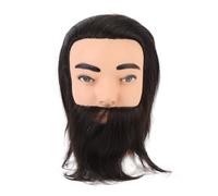Per maschio, per la testa di manichino, resina in PVC, con barba, capelli realistici, per allenamento per salone per acconciatura, nero