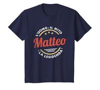 per Matteo Nome Uomo Mito Leggenda retrò Vintage Maglietta, Bambini, Navy, 4 Anni