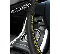 Per Mazda 3 MK1 03-09 Vera Pelle Copertura Del Volante Doppio Giallo Cuciture