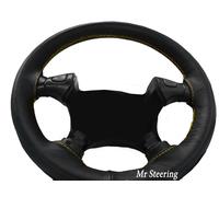 Per Mazda Xedos 92-03 Vera Volante IN Pelle Nera Cover Giallo Cuciture