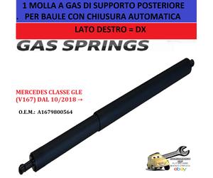 Per Mercedes GLE (V167) da 10/2018 Molla a gas di Supp.Post. Dx xBaule C/Ch. Aut