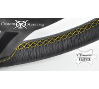 Per Mercedes Viano 03-14 Volante IN Pelle Nera Cover Giallo Doppio Punto