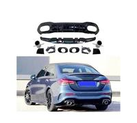 Per Mercedes W177 Classe A A180 A200 A220 A250 Berlina Hatchback 2019 2020 Paraurti Posteriore Tubo Di Scarico Stile A35 Diffusore Posteriore MNGNCBXWK(A35 Sedan Black)
