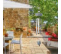 Per mini campanello a vento in rame per giardino cortile esterno decorazione per la casa con 4 tubi in alluminio e vela in legno, la disposizione dei tubi diamantati offre dolci toni melodici e