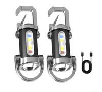 per mini LED Keychain Torcia elettrica 2-Pack USB ricaricabile per | Set da 2 pezzi, fascio luminoso a LED, porta ricaricabile USB, design compatto portachiavi, essenziale per il trasporto
