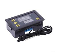 per mini regolatore di temperatura digitale per riscaldamento e raffreddamento, termostato con allarme limite alto basso, -55 a 120C, 0. precisione nero (DC 12V)