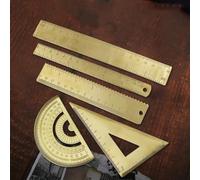 Per mini righello in ottone con goniometro integrato e funzioni geometriche triangolari per la misurazione del disegno e la precisione del layout (E)
