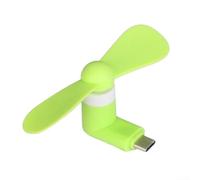 per mini ventilatore, ventilatore portatile, ventilatore USB C, funzionamento silenzioso, lame morbide in silicone, arancione, per telefono cellulare, viaggi all'aperto (verde)