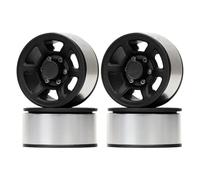 Per MN98 Per Axial Per SCX10 D90 TF2 Per Tamiya CC01 LC70 Per LC80 Per JIMNY 1/10 4Pc 1.55 "12mm Hex Beadlock Ruote Rim Hub RC Auto Cerchi RC(Black)