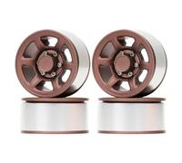 Per MN98 Per Axial Per SCX10 D90 TF2 Per Tamiya CC01 LC70 Per LC80 Per JIMNY 1/10 4Pc 1.55 "12mm Hex Beadlock Ruote Rim Hub RC Auto Cerchi RC(Brown)