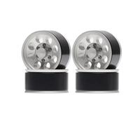 Per MN98 Per Axial Per SCX10 Per Tamiya Per LC80 Per MST Per Jimny 1/10 4 Pezzi Cerchi In Lega 1.55 Beadlock Cerchio Mozzo Ricambi Auto RC Cerchio Rc Wheels(Silver)