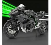 Per Modello In Scala In Lega 1/12 Per Moto Per Kawasaki Ninja H2R Suono E Luce Giocattolo Regalo Ornamento Per Torta(Black- Silver)
