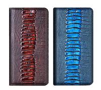 Per Moto Edge 30 Neo Custodia In Pelle Per Telefono Caso In Vera Pelle Di Struzzo Caso Della Copertura Del Telefono Per Motorola Moto Edge 30 Neo 6.3 pollici Custodia Con [Slot Per Schede] (Caffè)