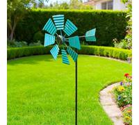 Per mulino a vento in ferro da 28 cm, rotore girevole da giardino per | Metallo robusto, rivestimento resistente alle intemperie, ali a forma di foglia, altezza 110 cm, ideale per il giardino