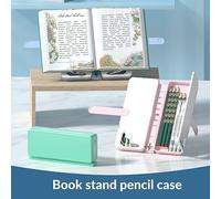 Per NBX, per scatola a matita multifunzione 2 in 1 e libreria di lettura pieghevole, staffa di lettura regolabile, pad di scrittura, 2 penne cancellabili, 3 fogli adesivi, per (Verde)