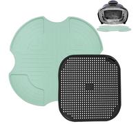 Per Ninja Crispy Air Fryer FN101FR, fodera in silicone, rete anti schizzi in silicone, set di 2 pezzi, compatibile con gli accessori Ninja Crispi (Verde)