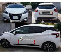 per Nissan Micra 2017-2024-Modanature paraurti ant+post+laterale rosso lucido -.